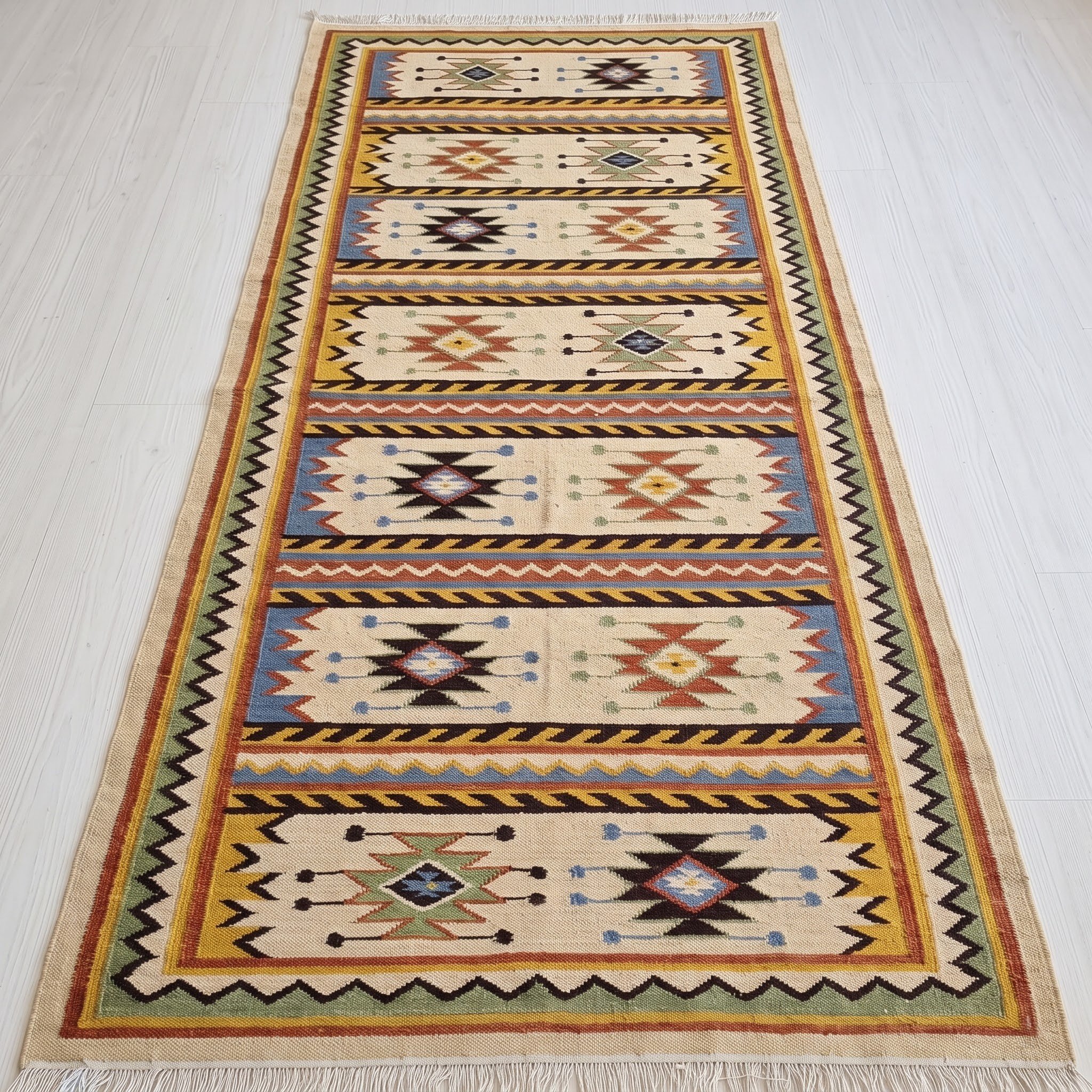 Hexagon Carpet — Geometric Honeycomb | Paliram Carpets Custom Weave Mirzapur