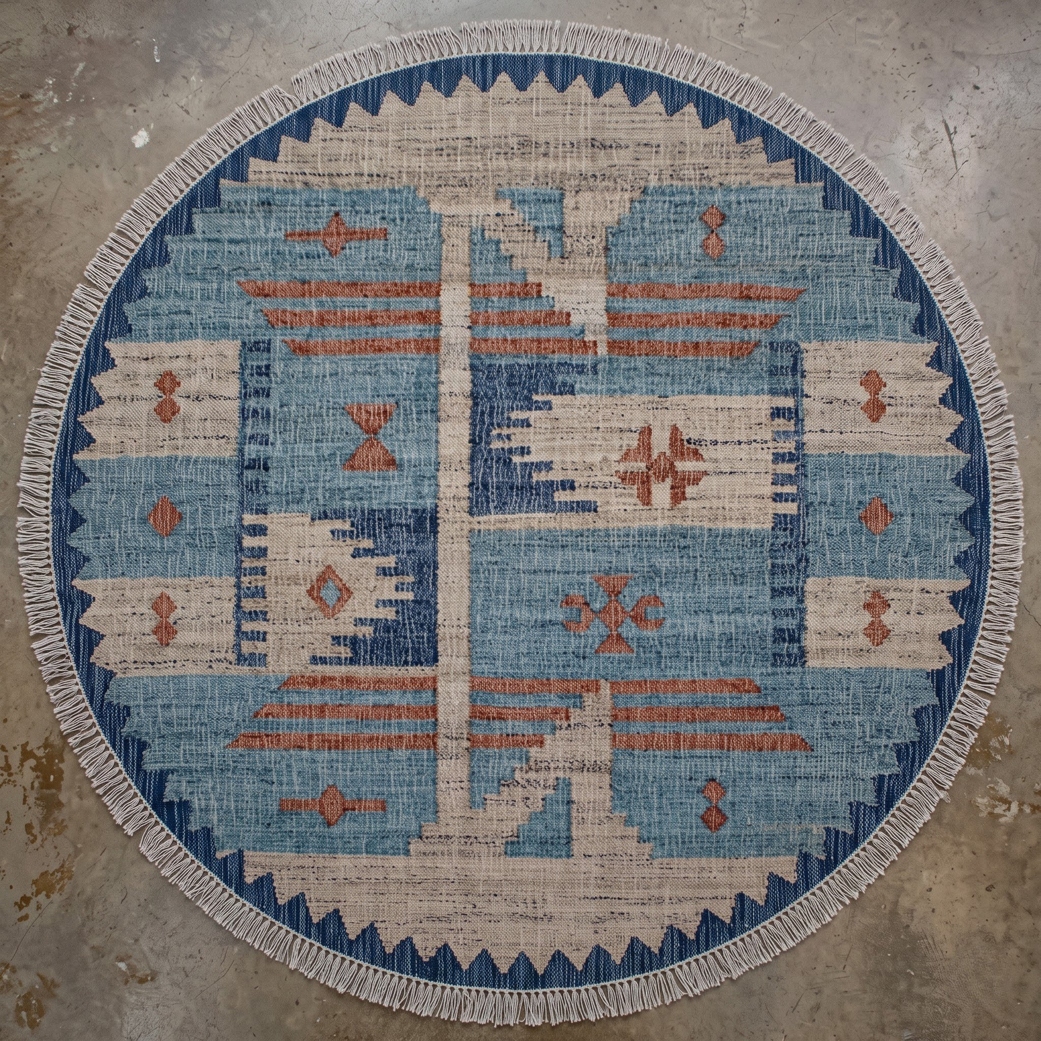 Round Carpet — Circular Scallop Mandala | Paliram Carpets Custom Weave Mirzapur