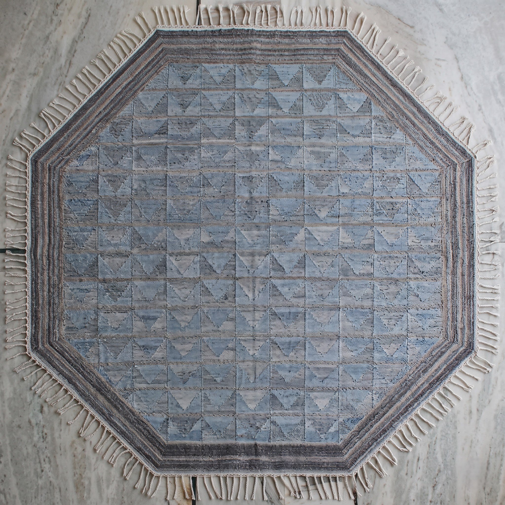 Square Carpet — Geometric Grid Border | Paliram Carpets Custom Weave Mirzapur
