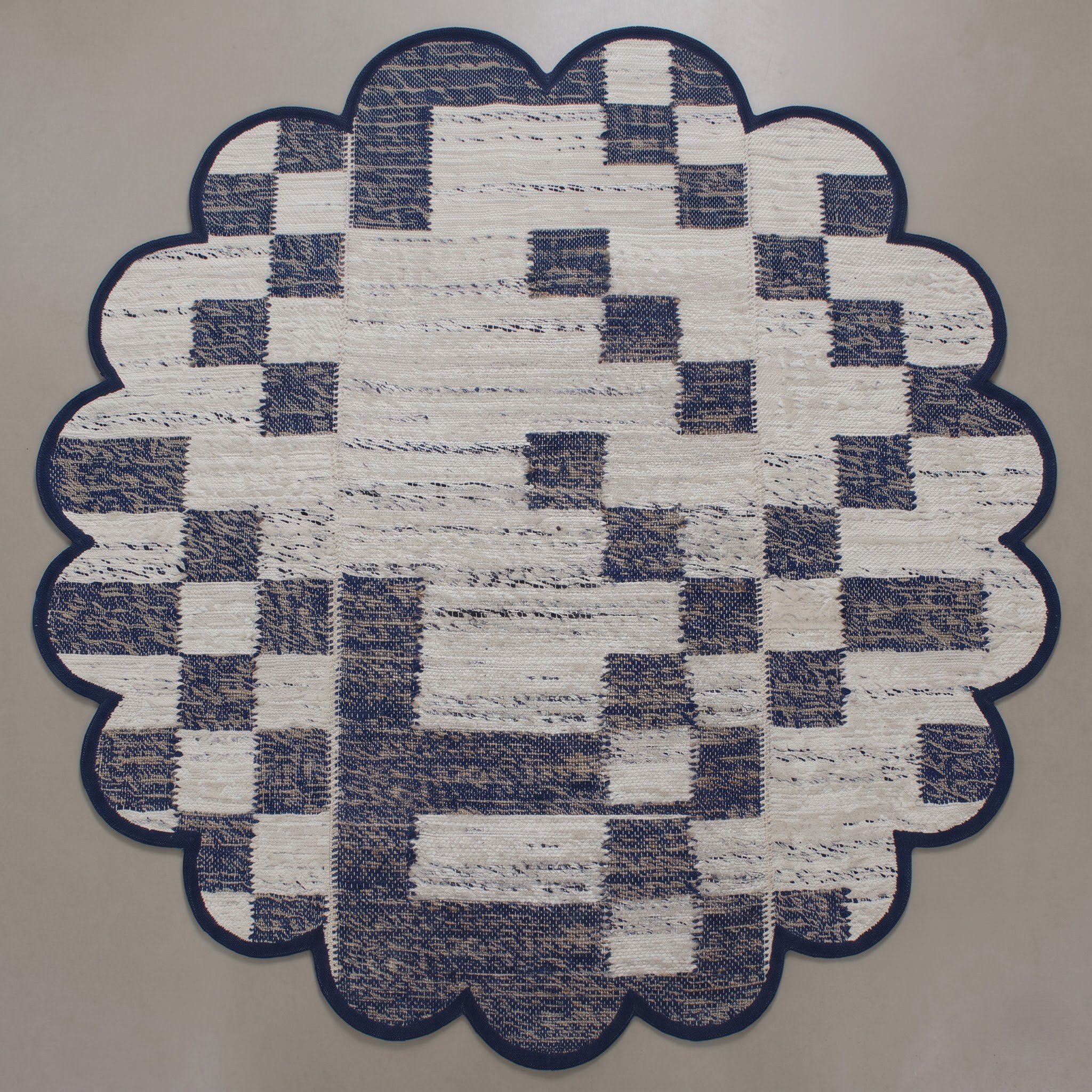 Square Carpet — Geometric Grid Border | Paliram Carpets Custom Weave Mirzapur