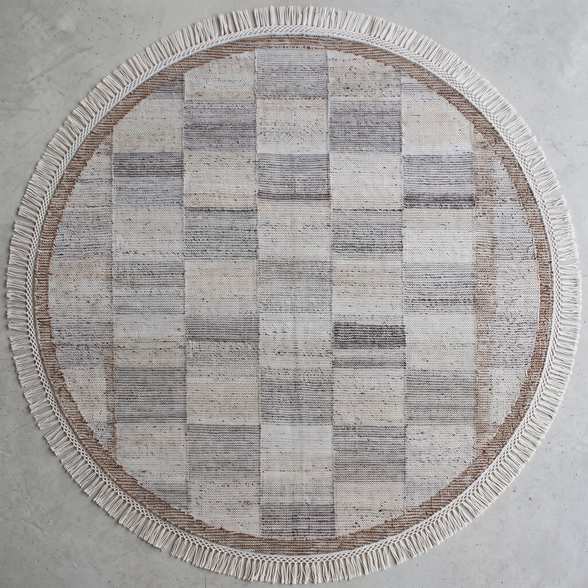 Square Carpet — Geometric Grid Border | Paliram Carpets Custom Weave Mirzapur