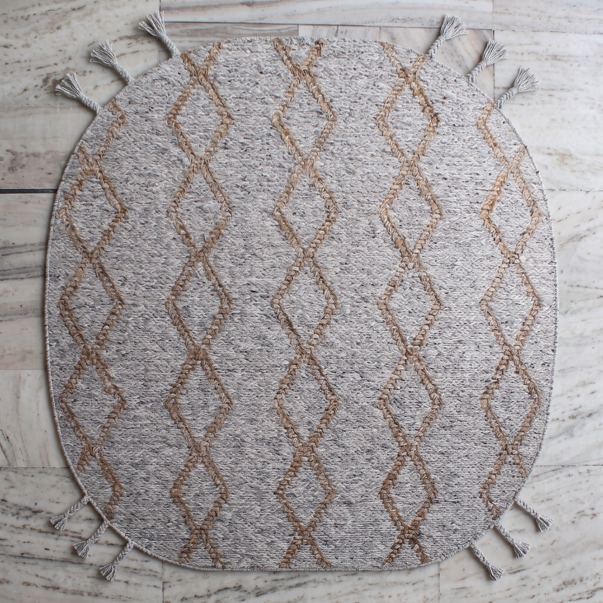 Square Carpet — Geometric Grid Border | Paliram Carpets Custom Weave Mirzapur