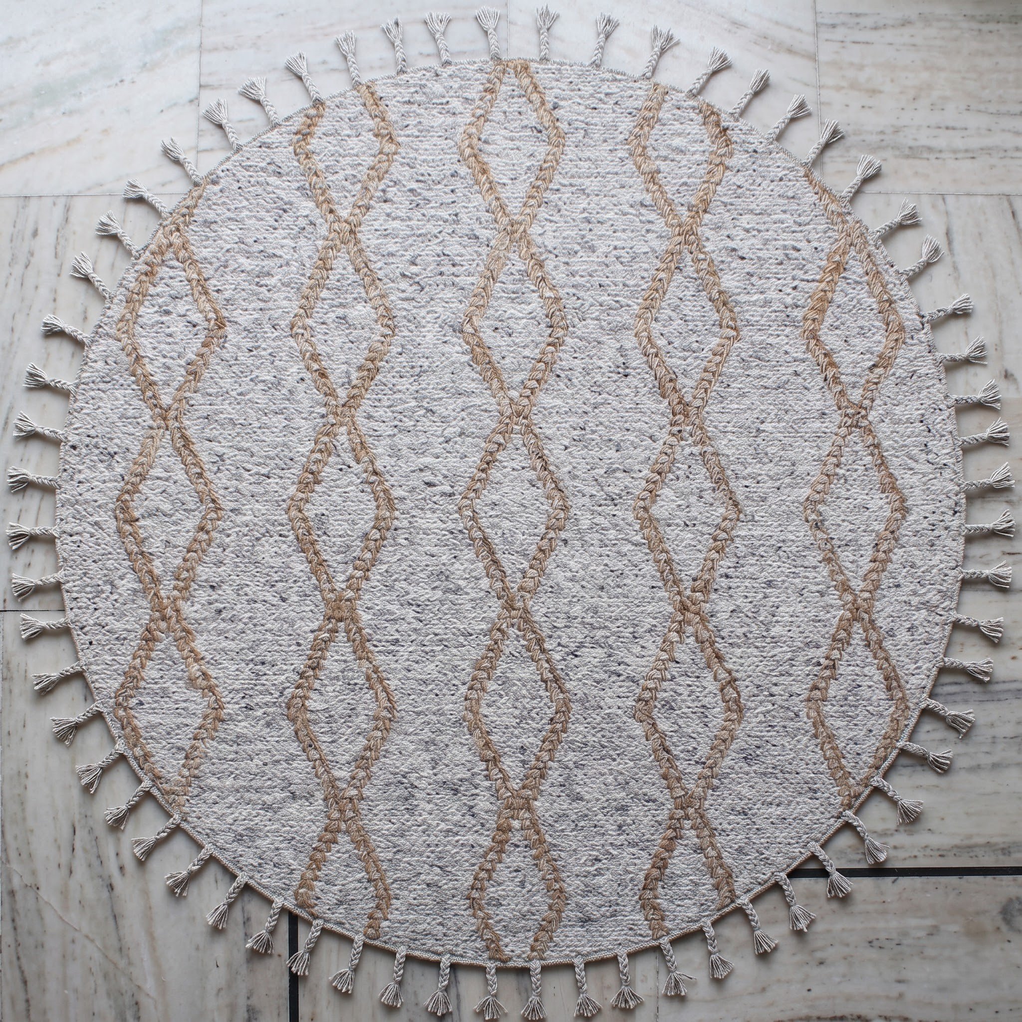 Square Carpet — Geometric Grid Border | Paliram Carpets Custom Weave Mirzapur