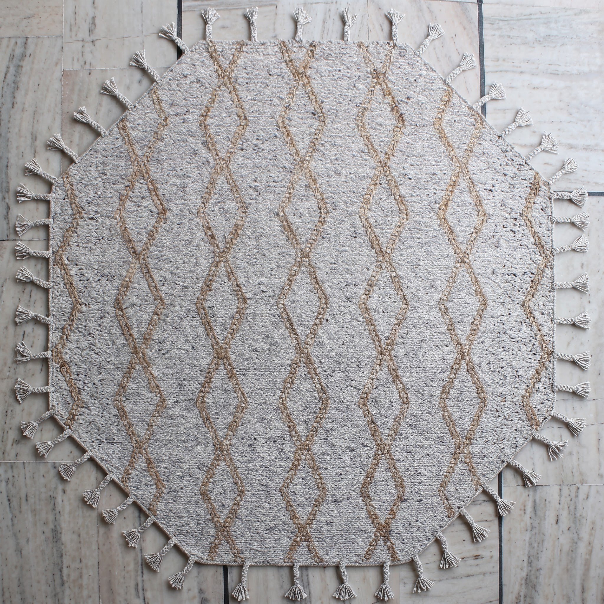 Square Carpet — Geometric Grid Border | Paliram Carpets Custom Weave Mirzapur