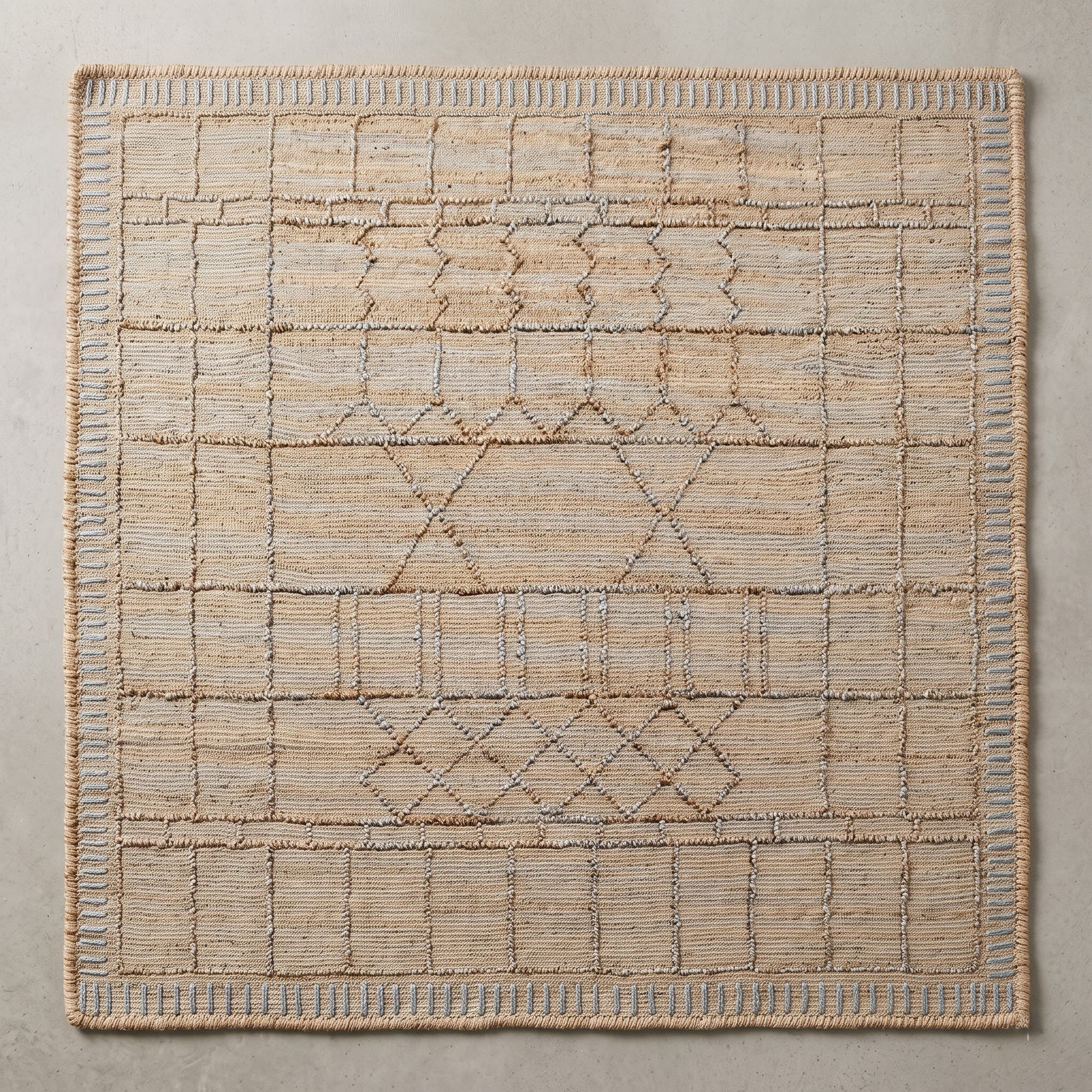 Square Carpet — Geometric Grid Border | Paliram Carpets Custom Weave Mirzapur