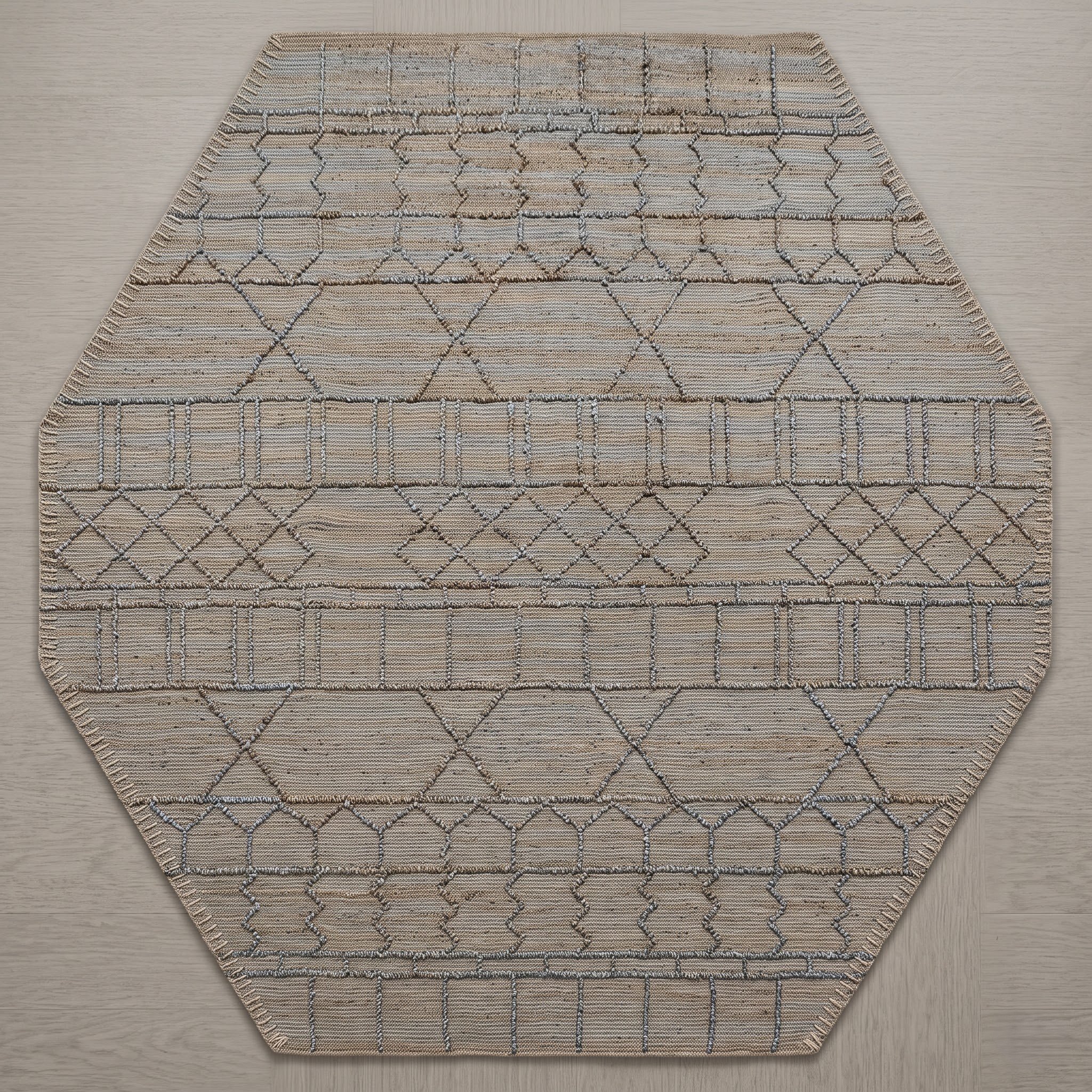 Square Carpet — Geometric Grid Border | Paliram Carpets Custom Weave Mirzapur