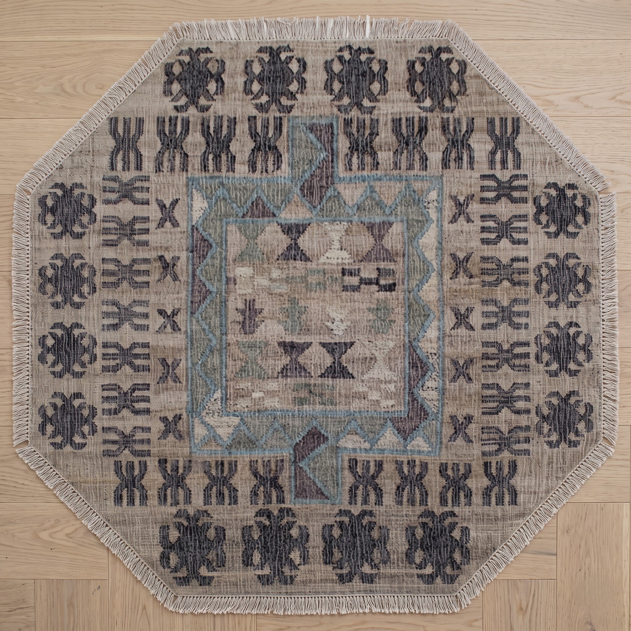Square Carpet — Geometric Grid Border | Paliram Carpets Custom Weave Mirzapur