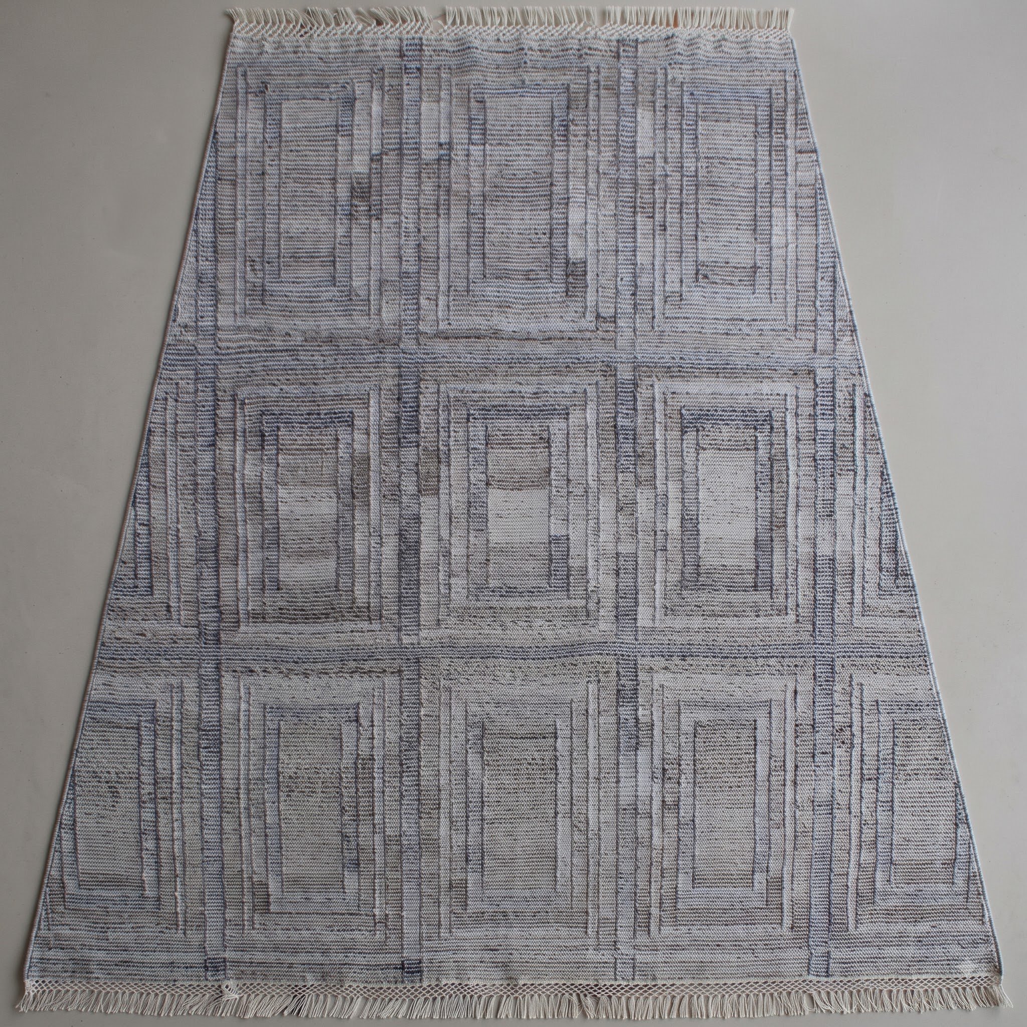 Square Carpet — Geometric Grid Border | Paliram Carpets Custom Weave Mirzapur